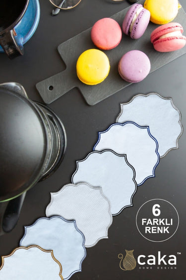 6'lı Keten Efektli Lisa Kokteyl Peçetesi Karışık Renk