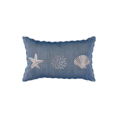 Taş Nakış Üçlü Deniz Motifi Kırlent Kılıfı Lacivert