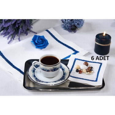 6'lı Keten Efektli İris Kokteyl Peçetesi Lacivert