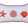 Marin Üçlü Deniz Motifi Kırlent Kılıfı Beyaz Kırmızı