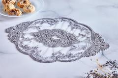 2'Lİ SUPLA/TEPSİ ÖRTÜSÜ GİPÜRLÜ TÜL ( GRİ  RENKLİ )