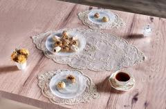 RUNNER GİPÜRLÜ TÜL ( KREM RENKLİ )