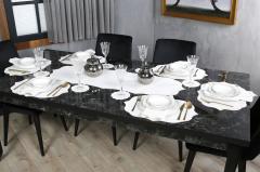 19 PARÇA MASA SETİ  LİSA NAKIŞLI  KETEN EFEKTLİ KREM