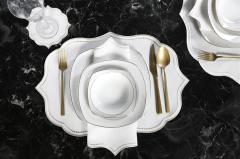 19 PARÇA MASA SETİ  LİSA NAKIŞLI  KETEN EFEKTLİ KREM