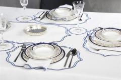 19 PARÇA MASA SETİ  LİSA NAKIŞLI  KETEN EFEKTLİ LACİVERT