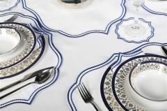 19 PARÇA MASA SETİ  LİSA NAKIŞLI  KETEN EFEKTLİ LACİVERT