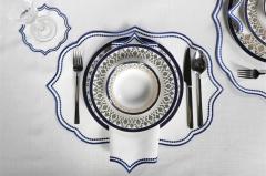 19 PARÇA MASA SETİ  LİSA NAKIŞLI  KETEN EFEKTLİ LACİVERT