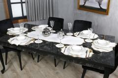 19 PARÇA MASA SETİ  LİSA NAKIŞLI  KETEN EFEKTLİ ALTIN