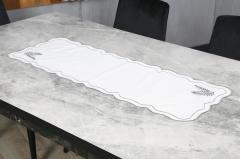 RUNNER YAPRAK NAKIŞLI KETEN EFEKTLİ SİLVER SİM