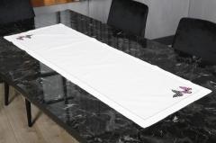 RUNNER MORİPOSA  NAKIŞLI KETEN EFEKTLİ KREM SİM - PEMBE