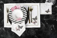 2 Lİ  PEÇETE MORİPOSA  NAKIŞLI KETEN EFEKTLİ GOLD SİM - PUDRA