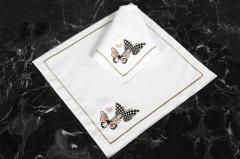 2 Lİ  PEÇETE MORİPOSA  NAKIŞLI KETEN EFEKTLİ GOLD SİM - PUDRA