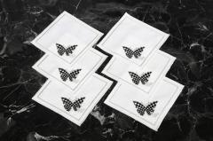 6 Lİ KOKTEYL PEÇETE MORİPOSA  NAKIŞLI KETEN EFEKTLİ KREM SİM