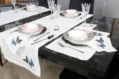 6 Lİ KOKTEYL PEÇETE MORİPOSA  NAKIŞLI KETEN EFEKTLİ KREM SİM