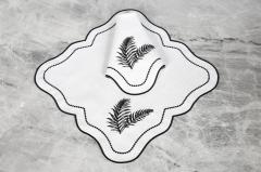 2 Lİ PEÇETE YAPRAK NAKIŞLI KETEN EFEKTLİ SİYAH