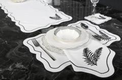 2 Lİ PEÇETE YAPRAK NAKIŞLI KETEN EFEKTLİ SİYAH