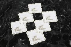 6 Lİ KOKTEYL PEÇETE YAPRAK NAKIŞLI KETEN EFEKTLİ ALTIN SİM