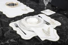 6 Lİ KOKTEYL PEÇETE YAPRAK NAKIŞLI KETEN EFEKTLİ ALTIN SİM