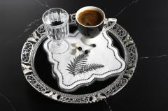 6 Lİ KOKTEYL PEÇETE YAPRAK NAKIŞLI KETEN EFEKTLİ SİLVER SİM