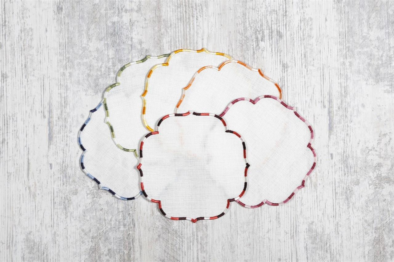 6 Lİ KOKTEYL PEÇETE LOLO NAKIŞLI KETEN EFEKTLİ KARIŞIK RENKLİ