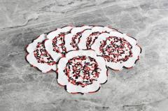 6 Lİ KOKTEYL PEÇETE FLORAL NAKIŞLI KETEN EFEKTLİ BORDO