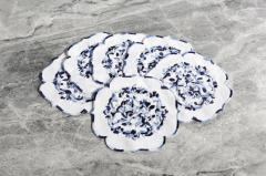 6 Lİ KOKTEYL PEÇETE FLORAL NAKIŞLI KETEN EFEKTLİ MAVİ