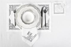 17 PARÇA MASA ÖRTÜSÜ SETİ  VALERİE NAKIŞLI  KETEN EFEKTLİ SİLVER SİM