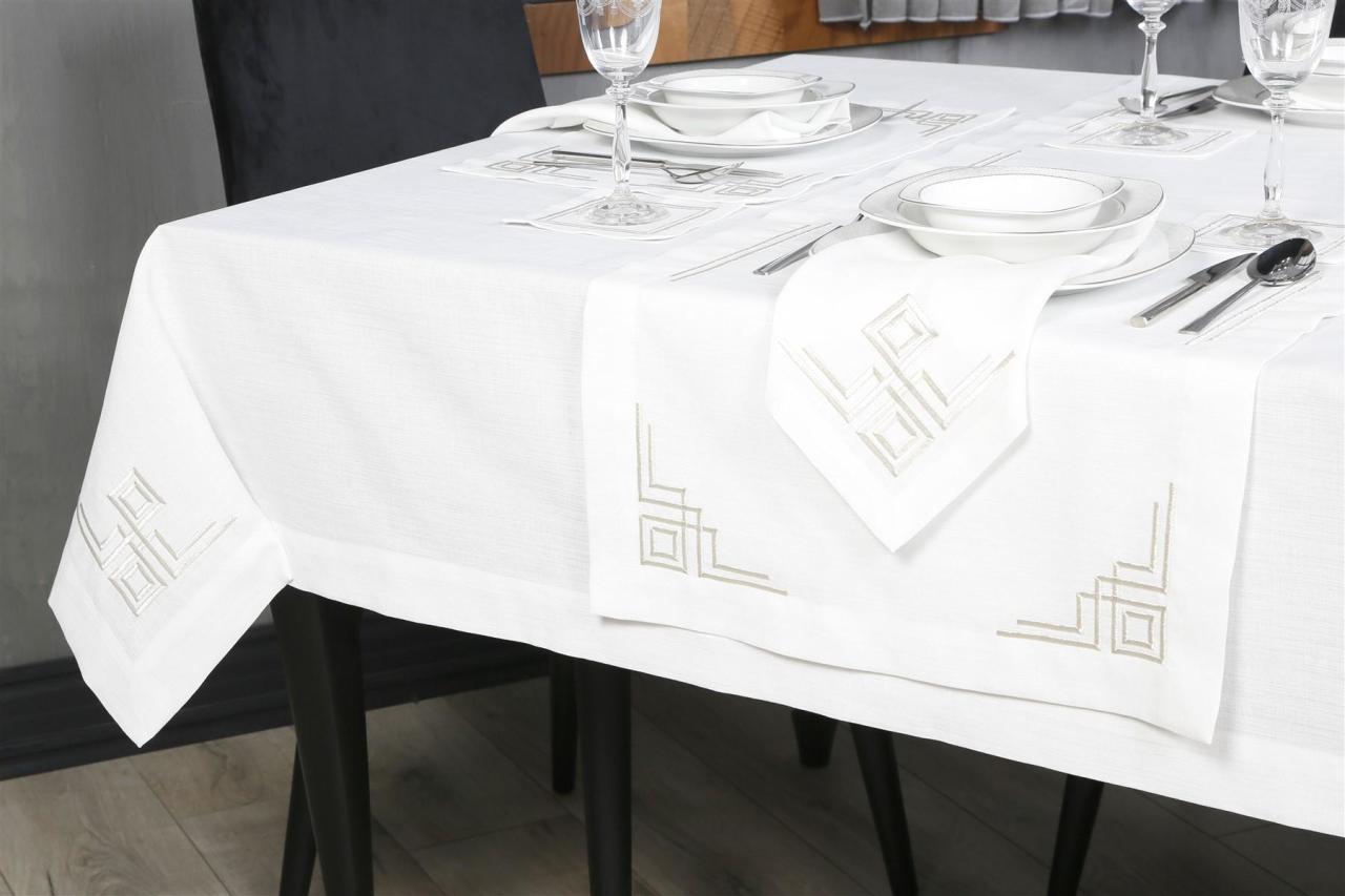 RUNNER  VALERİE NAKIŞLI KETEN EFEKTLİ KREM SİM