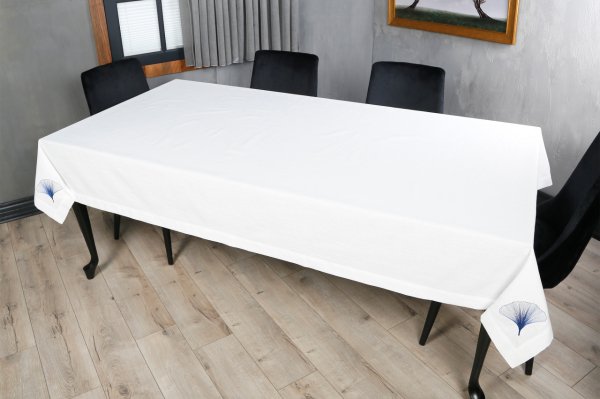 17 PARÇA MASA ÖRTÜSÜ SETİ İRİS NAKIŞLI  KETEN EFEKTLİ LACİVERT