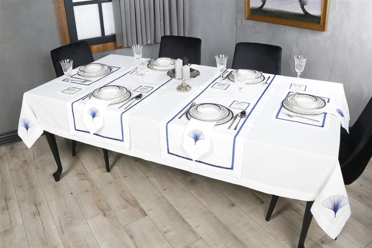 MASA ÖRTÜSÜ  İRİS NAKIŞLI KETEN EFEKTLİ SİYAH