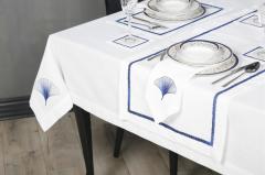 MASA ÖRTÜSÜ  İRİS NAKIŞLI KETEN EFEKTLİ SİYAH