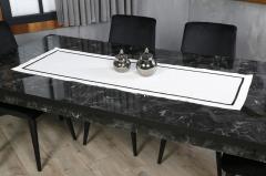 16 PARÇA MASA SETİ  İRİS NAKIŞLI  KETEN EFEKTLİ SİYAH