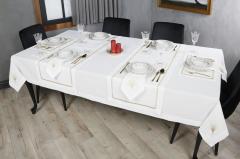 16 PARÇA MASA SETİ  İRİS NAKIŞLI  KETEN EFEKTLİ ALTIN SİM