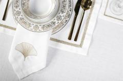 16 PARÇA MASA SETİ  İRİS NAKIŞLI  KETEN EFEKTLİ ALTIN SİM