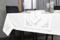 MASA ÖRTÜSÜ   VALERİE NAKIŞLI KETEN EFEKTLİ TAŞ