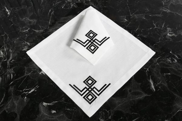 2 Lİ PEÇETE  VALERİE NAKIŞLI KETEN EFEKTLİ KREM SİM