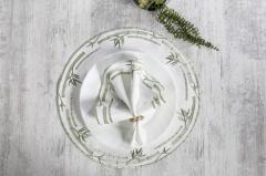 2 Lİ SUPLA BAMBU NAKIŞLI KETEN EFEKTLİ YEŞİL