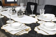 20 PARÇA MASA ÖRTÜSÜ SETİ LİSA NAKIŞLI  KETEN EFEKTLİ ALTIN