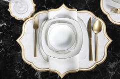 20 PARÇA MASA ÖRTÜSÜ SETİ LİSA NAKIŞLI  KETEN EFEKTLİ ALTIN