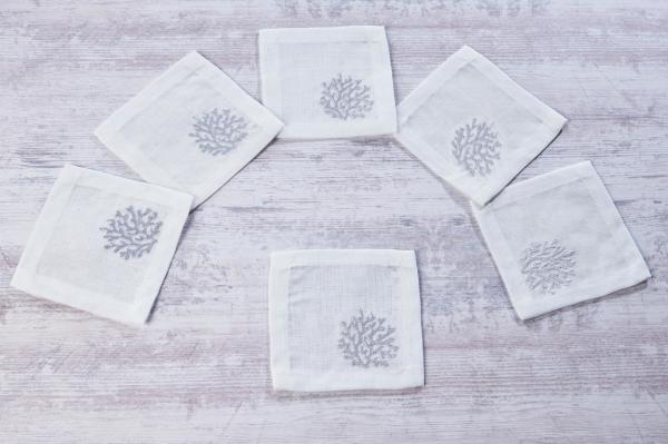 6'lı Kokteyl Peçetesi Coral GRİ